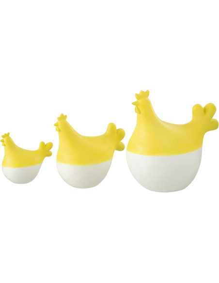 Statuettes déco modernes Coqs en Résine Jaune Blanc Zano (Lot de 3) - 3