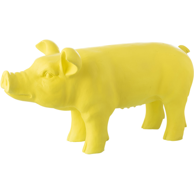 Grande Statue de jardin Cochon 68 cm en Résine Jaune Simo - 1