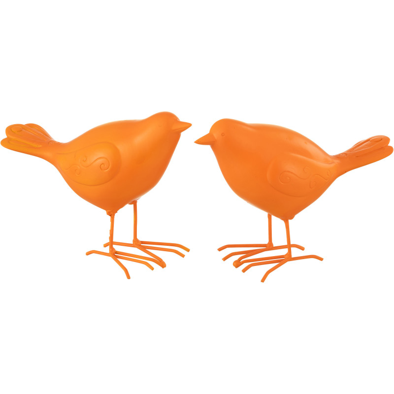 Grandes Statuettes déco modernes Oiseaux en Résine Orange Zoni (Lot de 2) - 1