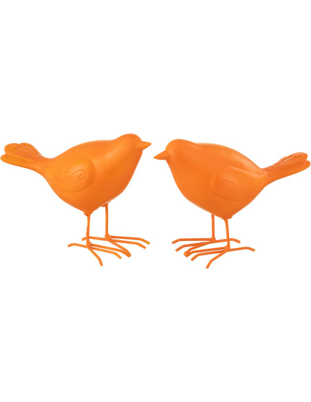 Grandes Statuettes déco modernes Oiseaux en Résine Orange Zoni (Lot de 2) - 1