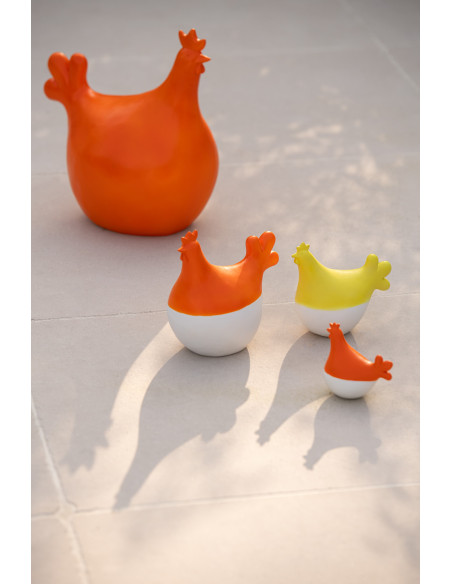 Statuettes déco modernes Coqs en Résine Orange Blanc Zano (Lot de 3) - 2