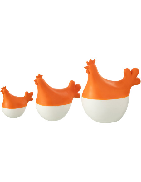 Statuettes déco modernes Coqs en Résine Orange Blanc Zano (Lot de 3) - 3