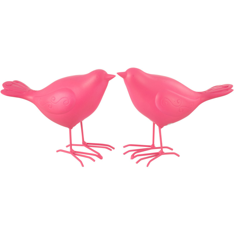 Grandes Statuettes déco modernes Oiseaux en Résine Rose Zoni (Lot de 2) - 1
