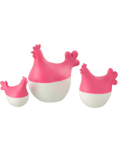 Statuettes déco modernes Coqs en Résine Rose Blanc Zano (Lot de 3) - 1