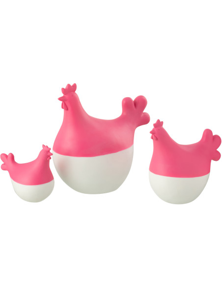 Statuettes déco modernes Coqs en Résine Rose Blanc Zano (Lot de 3) - 1
