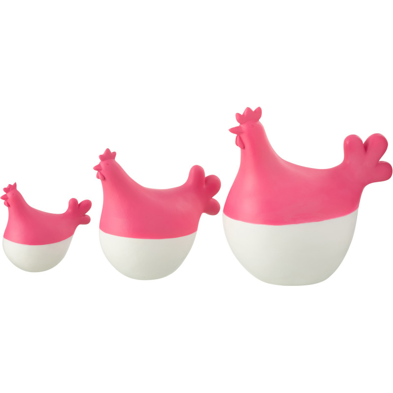 Statuettes déco modernes Coqs en Résine Rose Blanc Zano (Lot de 3) - 2