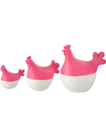 Statuettes déco modernes Coqs en Résine Rose Blanc Zano (Lot de 3) - 2