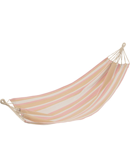 Hamac extérieur 1 place 200x100 en Coton Polyester Blanc Beige Rose Motif rayures Zelo - 1