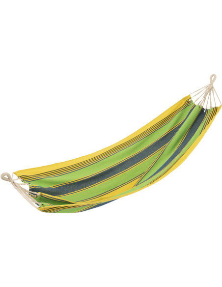 Hamac extérieur 1 place 200x100 en Coton Polyester Vert Jaune Bleu Motif rayures Zelo - 1