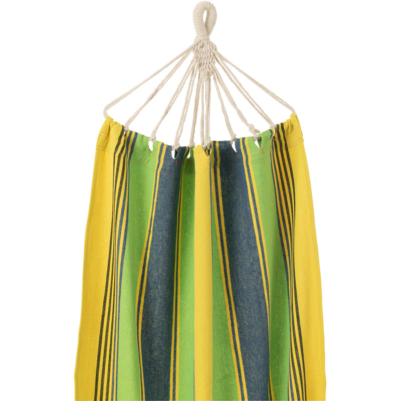 Hamac extérieur 1 place 200x100 en Coton Polyester Vert Jaune Bleu Motif rayures Zelo - 3
