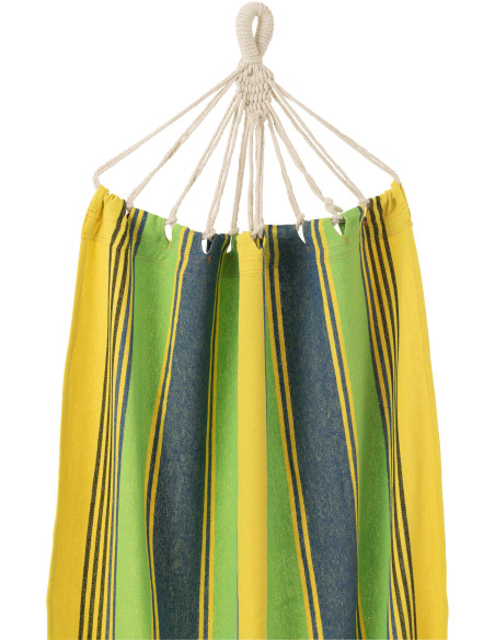 Hamac extérieur 1 place 200x100 en Coton Polyester Vert Jaune Bleu Motif rayures Zelo - 3
