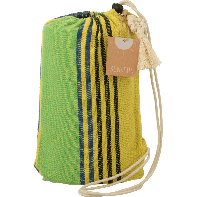 Hamac extérieur 1 place 200x100 en Coton Polyester Vert Jaune Bleu Motif rayures Zelo - 4