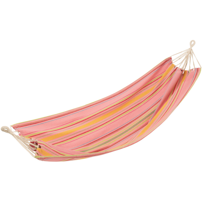 Hamac extérieur 1 place 200x100 en Coton Polyester Rose Orange Vert Motif rayures Zelo - 1