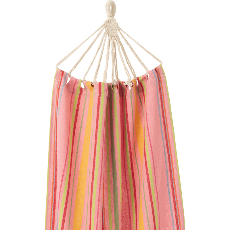 Hamac extérieur 1 place 200x100 en Coton Polyester Rose Orange Vert Motif rayures Zelo - 3