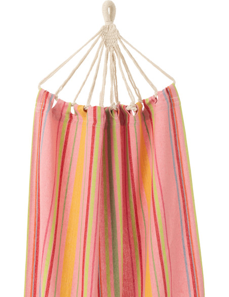 Hamac extérieur 1 place 200x100 en Coton Polyester Rose Orange Vert Motif rayures Zelo - 3