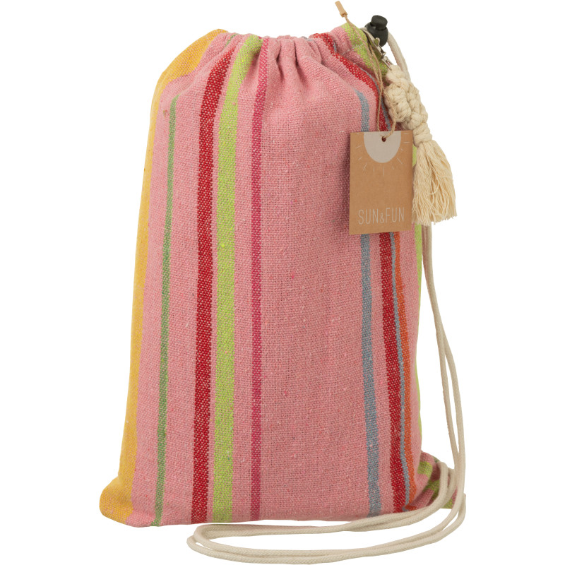 Hamac extérieur 1 place 200x100 en Coton Polyester Rose Orange Vert Motif rayures Zelo - 4