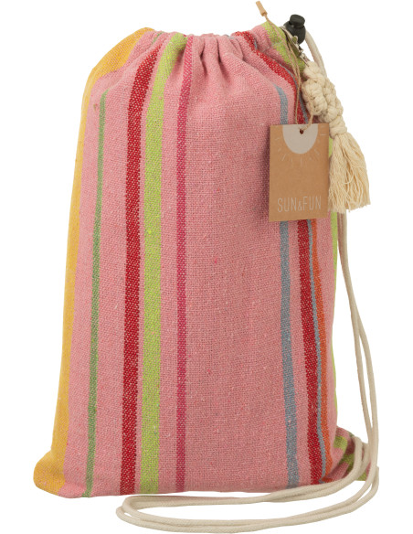 Hamac extérieur 1 place 200x100 en Coton Polyester Rose Orange Vert Motif rayures Zelo - 4