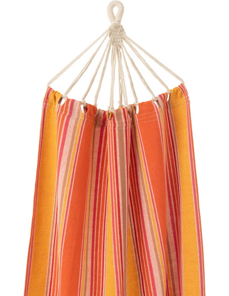 Hamac extérieur 1 place 200x100 en Coton Polyester Orange Jaune Beige Motif rayures Zelo - 3