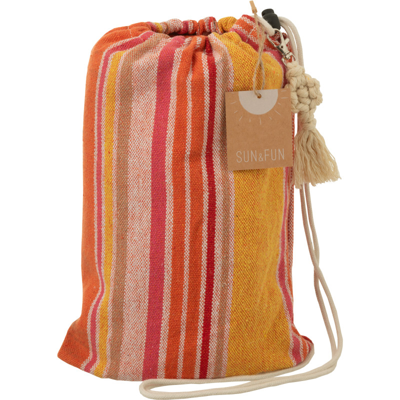 Hamac extérieur 1 place 200x100 en Coton Polyester Orange Jaune Beige Motif rayures Zelo - 4