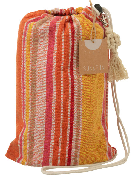 Hamac extérieur 1 place 200x100 en Coton Polyester Orange Jaune Beige Motif rayures Zelo - 4