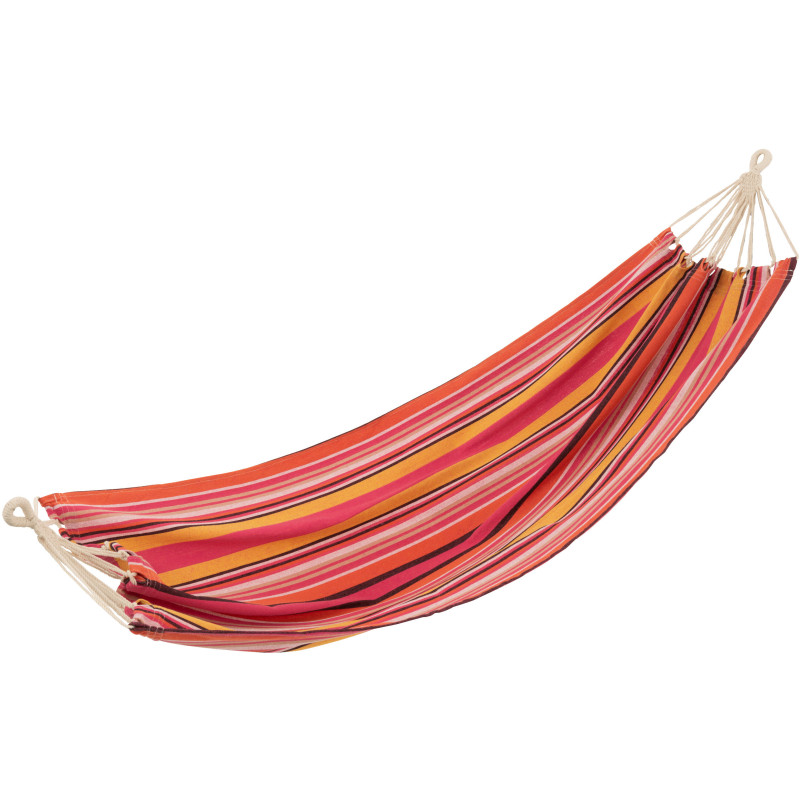 Hamac extérieur 1 place 200x100 en Coton Polyester Rose Orange Marron Motif rayures Zelo - 1