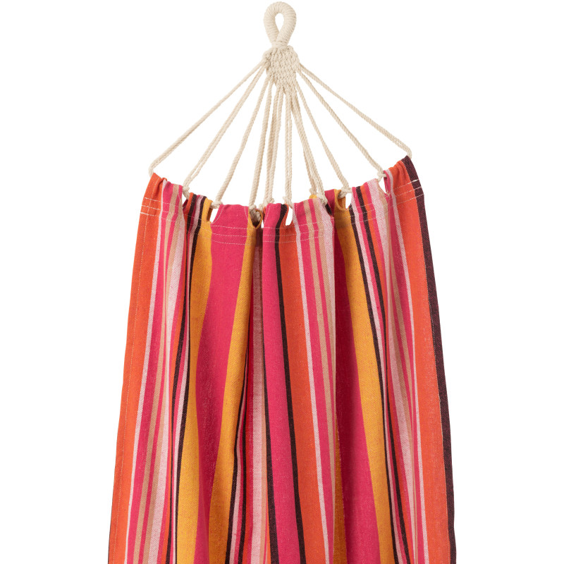 Hamac extérieur 1 place 200x100 en Coton Polyester Rose Orange Marron Motif rayures Zelo - 3