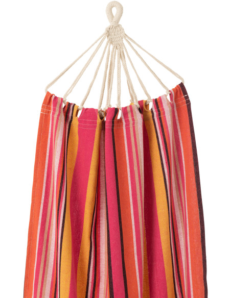 Hamac extérieur 1 place 200x100 en Coton Polyester Rose Orange Marron Motif rayures Zelo - 3