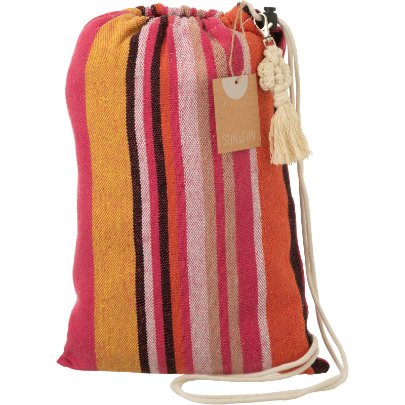 Hamac extérieur 1 place 200x100 en Coton Polyester Rose Orange Marron Motif rayures Zelo - 4