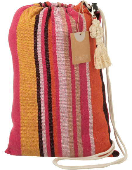 Hamac extérieur 1 place 200x100 en Coton Polyester Rose Orange Marron Motif rayures Zelo - 4