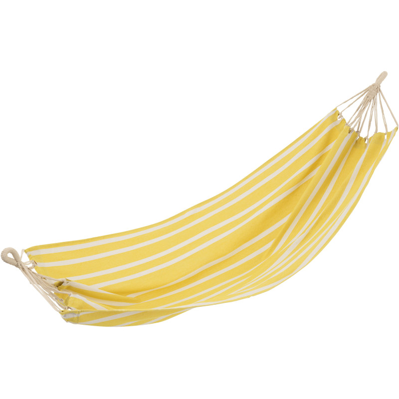 Hamac extérieur 1 place 200x100 en Coton Polyester Jaune Blanc Motif rayures Zelo - 1