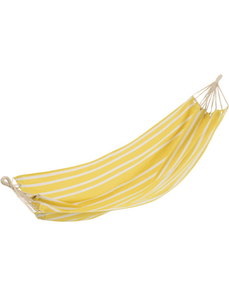 Hamac extérieur 1 place 200x100 en Coton Polyester Jaune Blanc Motif rayures Zelo - 1
