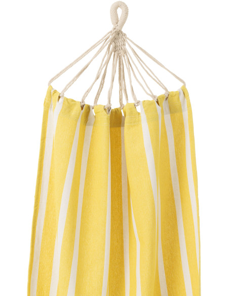 Hamac extérieur 1 place 200x100 en Coton Polyester Jaune Blanc Motif rayures Zelo - 3