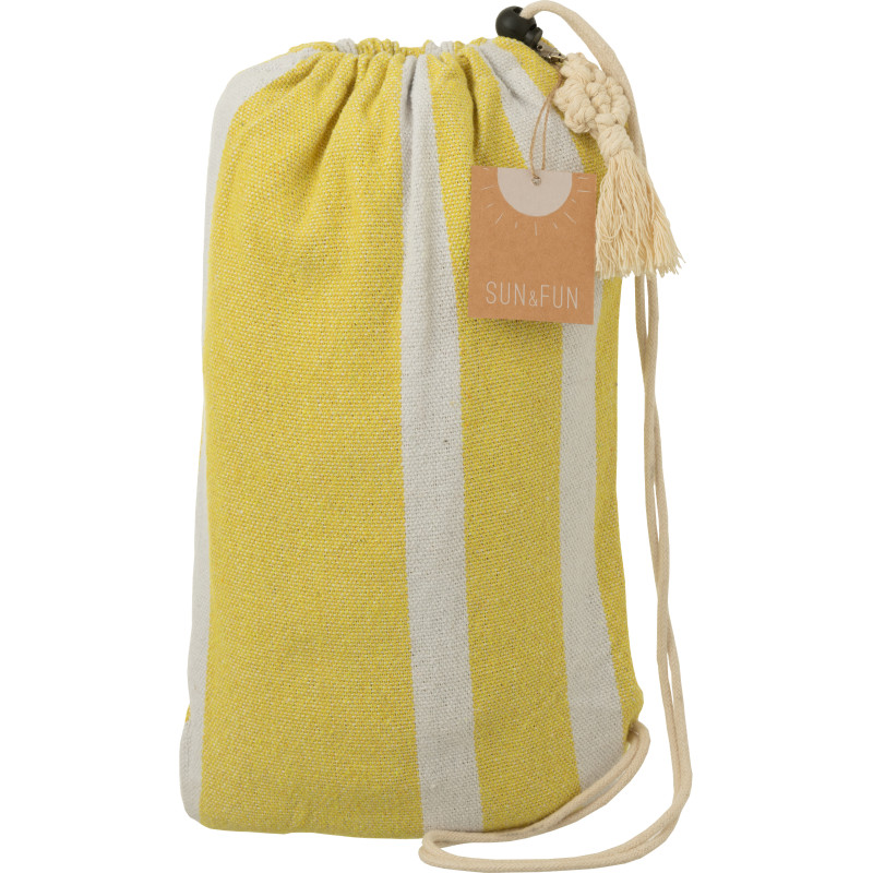 Hamac extérieur 1 place 200x100 en Coton Polyester Jaune Blanc Motif rayures Zelo - 4