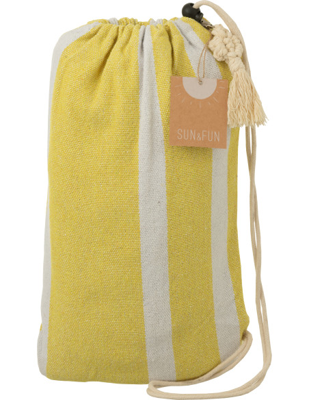 Hamac extérieur 1 place 200x100 en Coton Polyester Jaune Blanc Motif rayures Zelo - 4