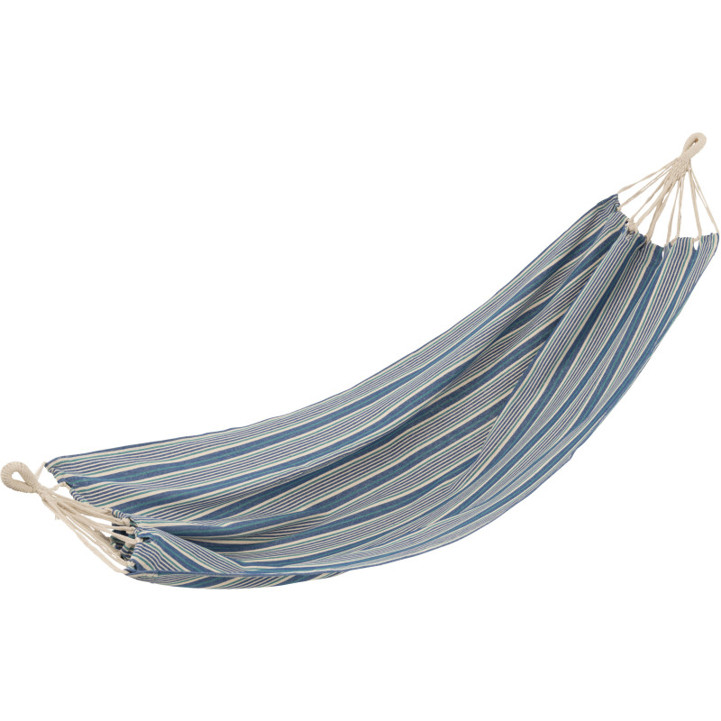 Hamac extérieur 1 place 200x100 en Coton Polyester Bleu Blanc Motif rayures Zelo - 1
