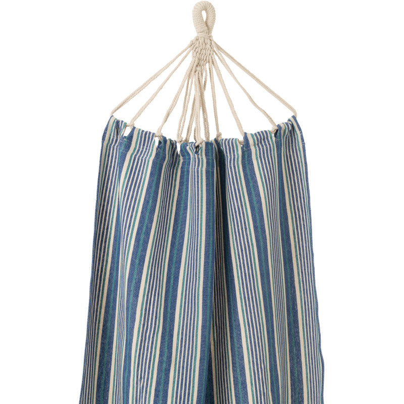 Hamac extérieur 1 place 200x100 en Coton Polyester Bleu Blanc Motif rayures Zelo - 4