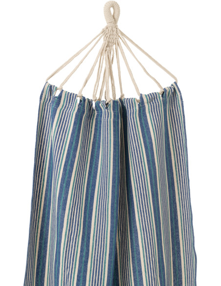 Hamac extérieur 1 place 200x100 en Coton Polyester Bleu Blanc Motif rayures Zelo - 4