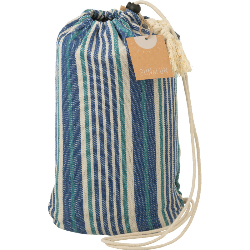 Hamac extérieur 1 place 200x100 en Coton Polyester Bleu Blanc Motif rayures Zelo - 5