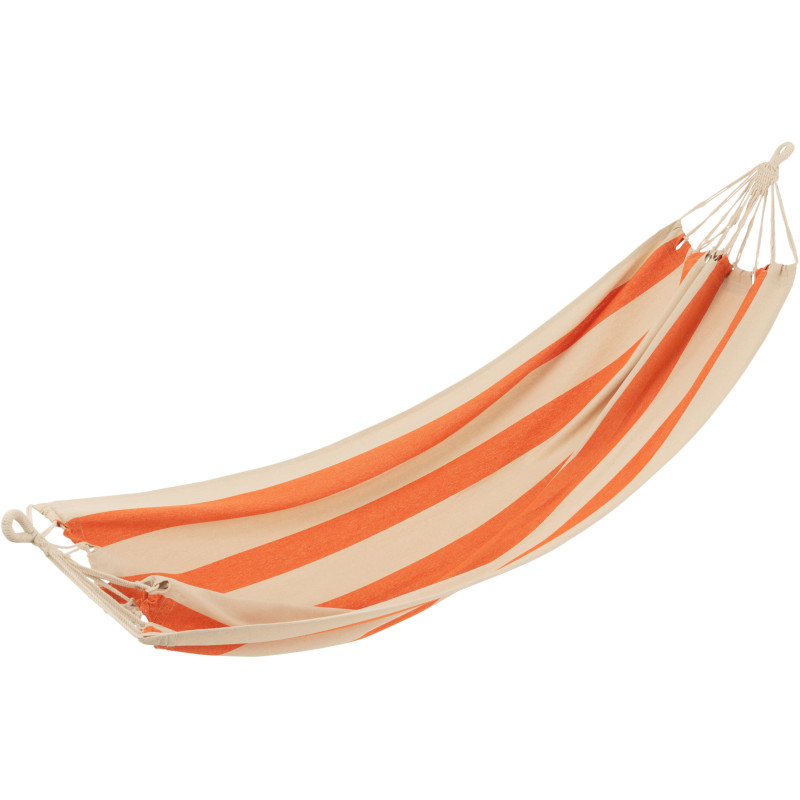 Hamac extérieur 1 place 200x100 en Coton Polyester Orange Blanc écru Motif grandes rayures Nelu - 1