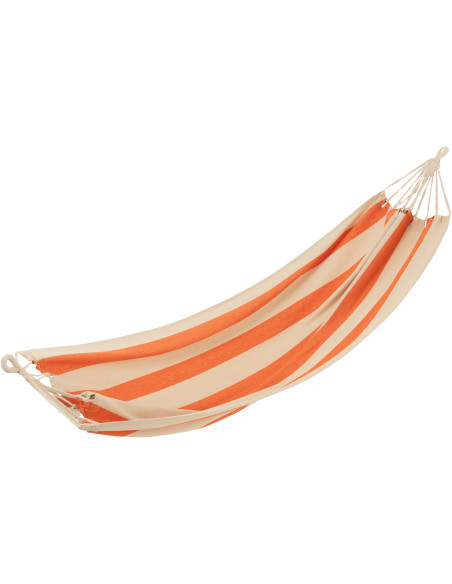 Hamac extérieur 1 place 200x100 en Coton Polyester Orange Blanc écru Motif grandes rayures Nelu - 1