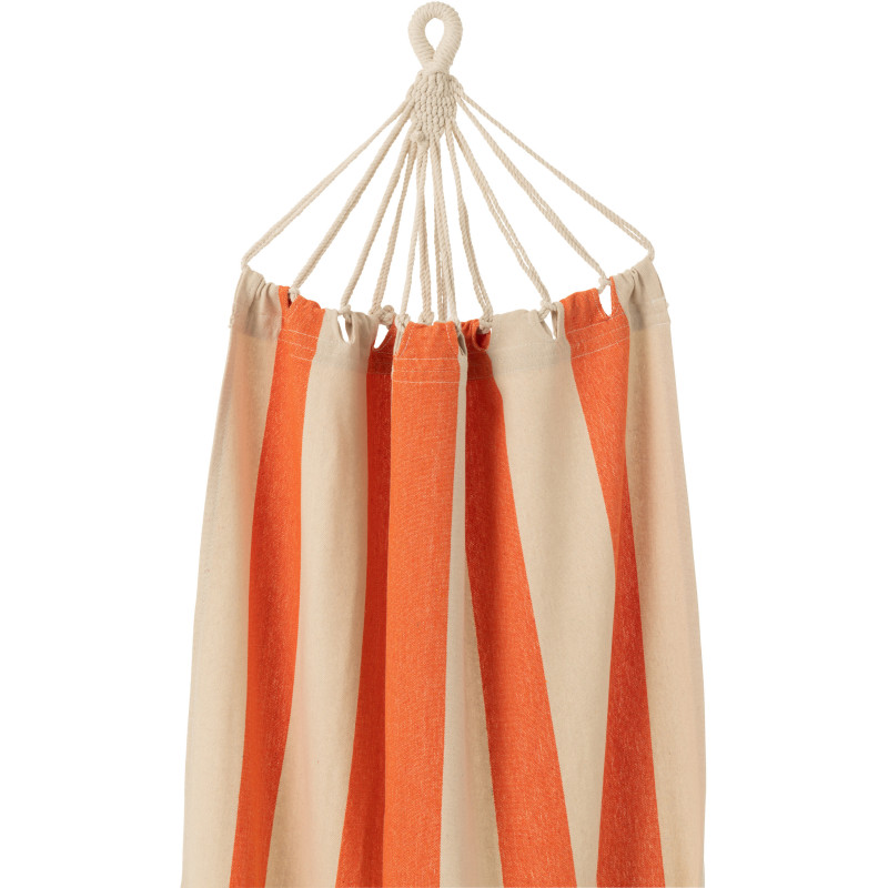 Hamac extérieur 1 place 200x100 en Coton Polyester Orange Blanc écru Motif grandes rayures Nelu - 3
