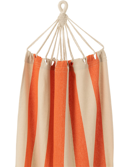 Hamac extérieur 1 place 200x100 en Coton Polyester Orange Blanc écru Motif grandes rayures Nelu - 3