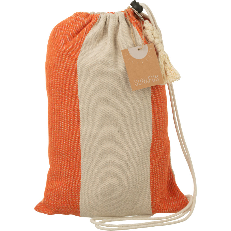 Hamac extérieur 1 place 200x100 en Coton Polyester Orange Blanc écru Motif grandes rayures Nelu - 4