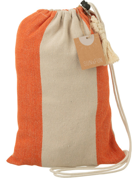 Hamac extérieur 1 place 200x100 en Coton Polyester Orange Blanc écru Motif grandes rayures Nelu - 4