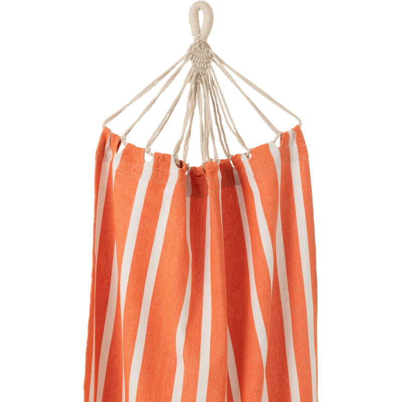 Hamac extérieur 1 place 200x100 en Coton Polyester Orange Blanc Motif rayures Zelo - 3