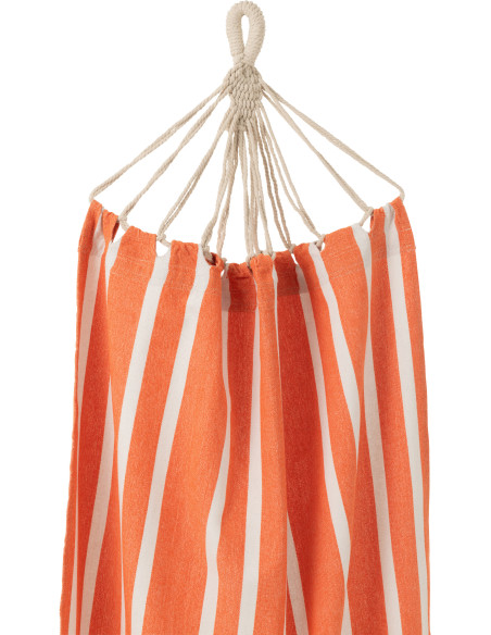Hamac extérieur 1 place 200x100 en Coton Polyester Orange Blanc Motif rayures Zelo - 3