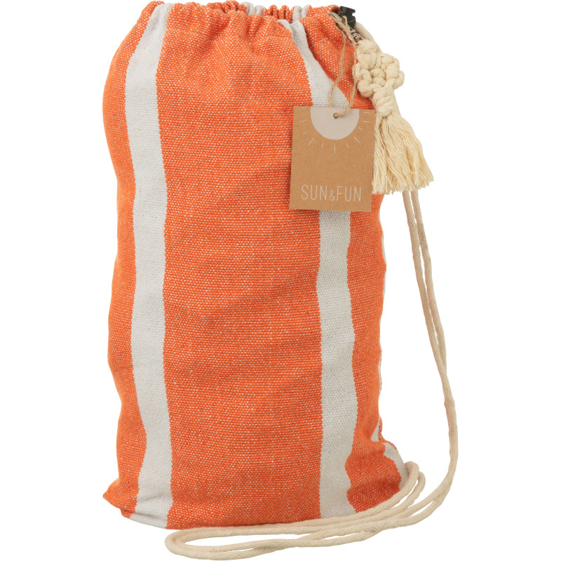 Hamac extérieur 1 place 200x100 en Coton Polyester Orange Blanc Motif rayures Zelo - 4