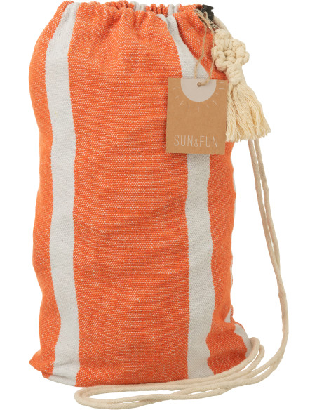 Hamac extérieur 1 place 200x100 en Coton Polyester Orange Blanc Motif rayures Zelo - 4