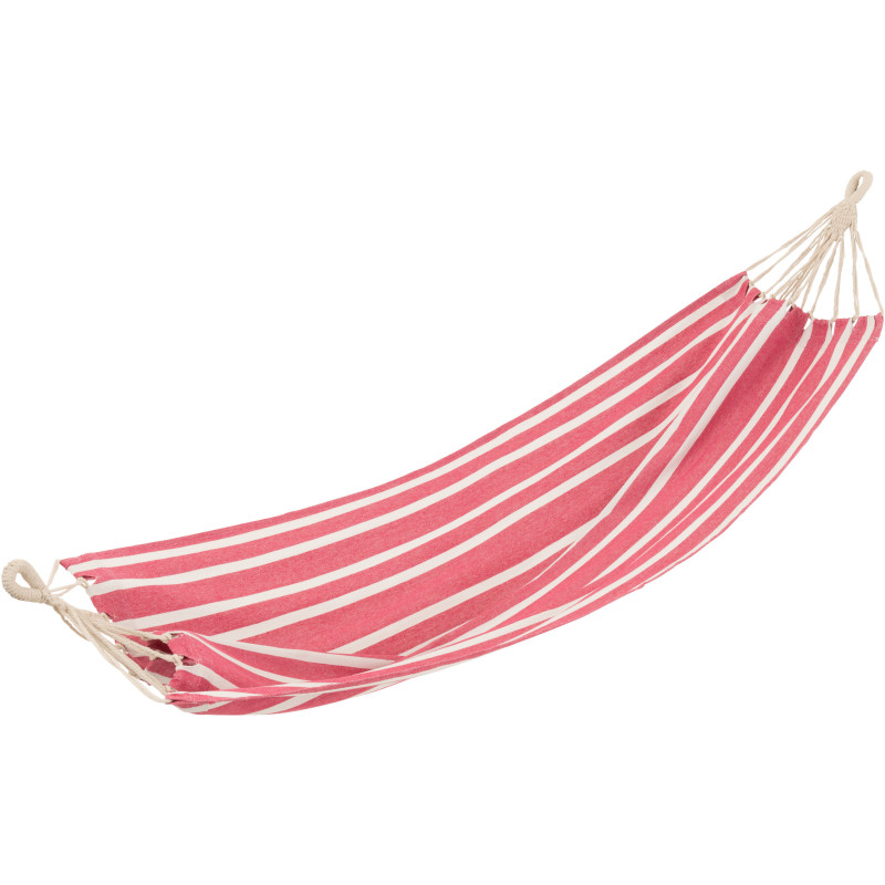 Hamac extérieur 1 place 200x100 en Coton Polyester Rose Blanc Motif rayures Zelo - 1