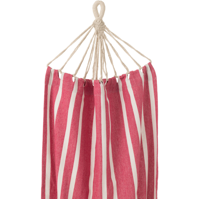 Hamac extérieur 1 place 200x100 en Coton Polyester Rose Blanc Motif rayures Zelo - 3